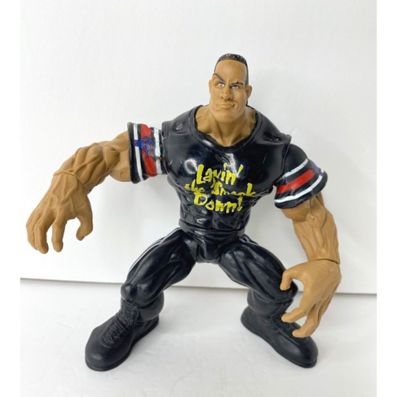 1999 WWF Jakks The Rock "Layin' the Smack Down" Maximum Sweat Series 3 Figure - Picture 1 of 11